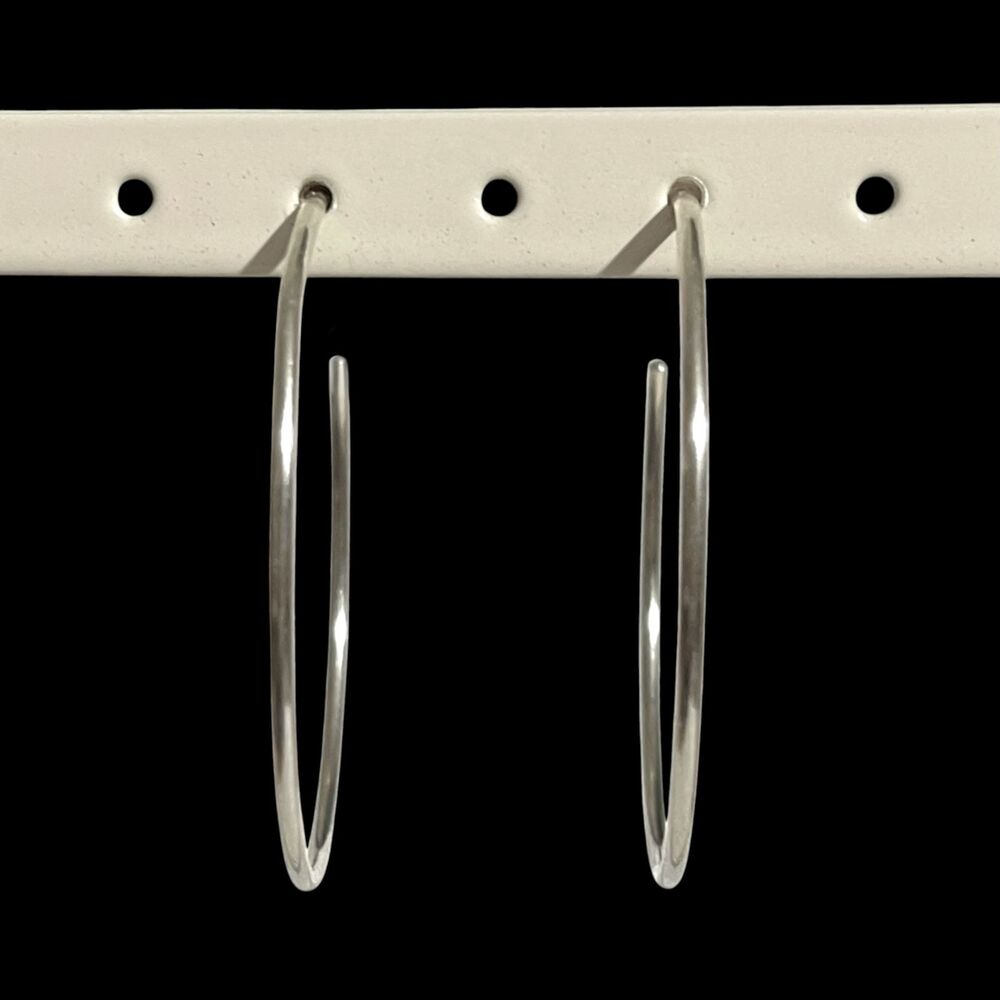 VTG 925 Sterling Silver Earrings Large Hoops Pierced 1.75" Signed IBB TH 2.87g